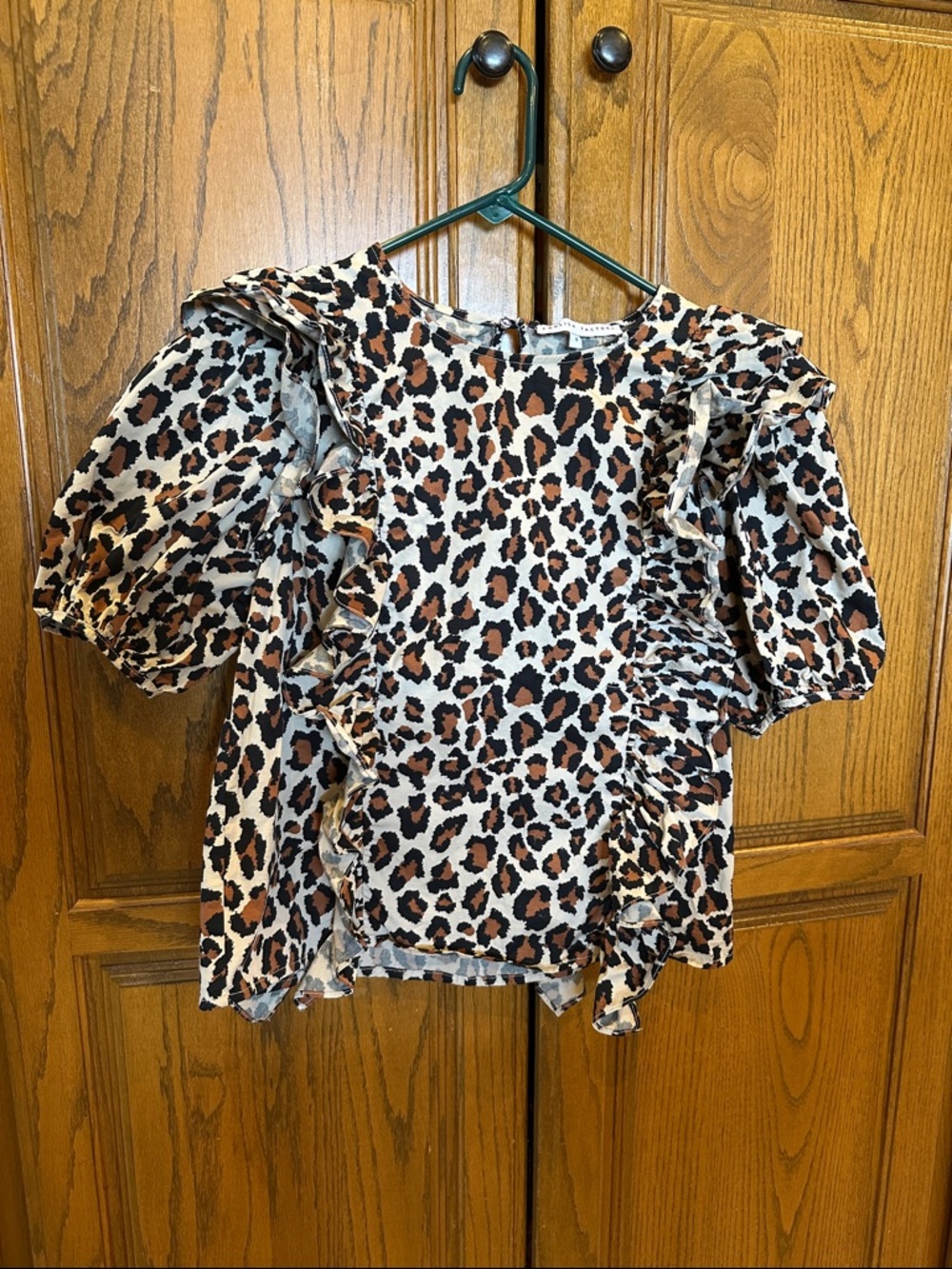 English Factory leopard ruffle blouse